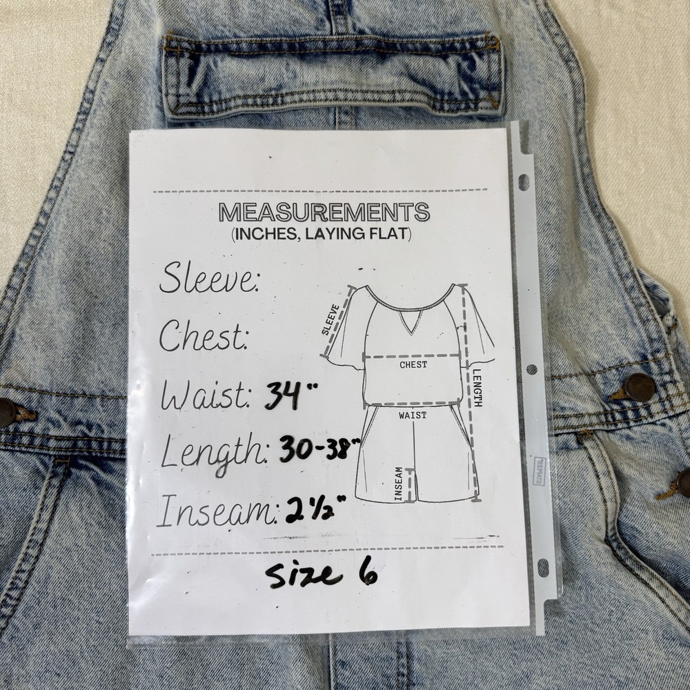 Cotton On Original Denim Bib Shortalls Womens Size 6 Light Wash Short Overalls - Picture 7 of 13